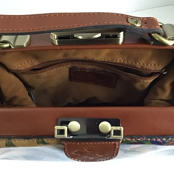 Patricia Nash Gracchi French Tapestry Bag Handbag Crossbody Brown Leather - Picture 16 of 16